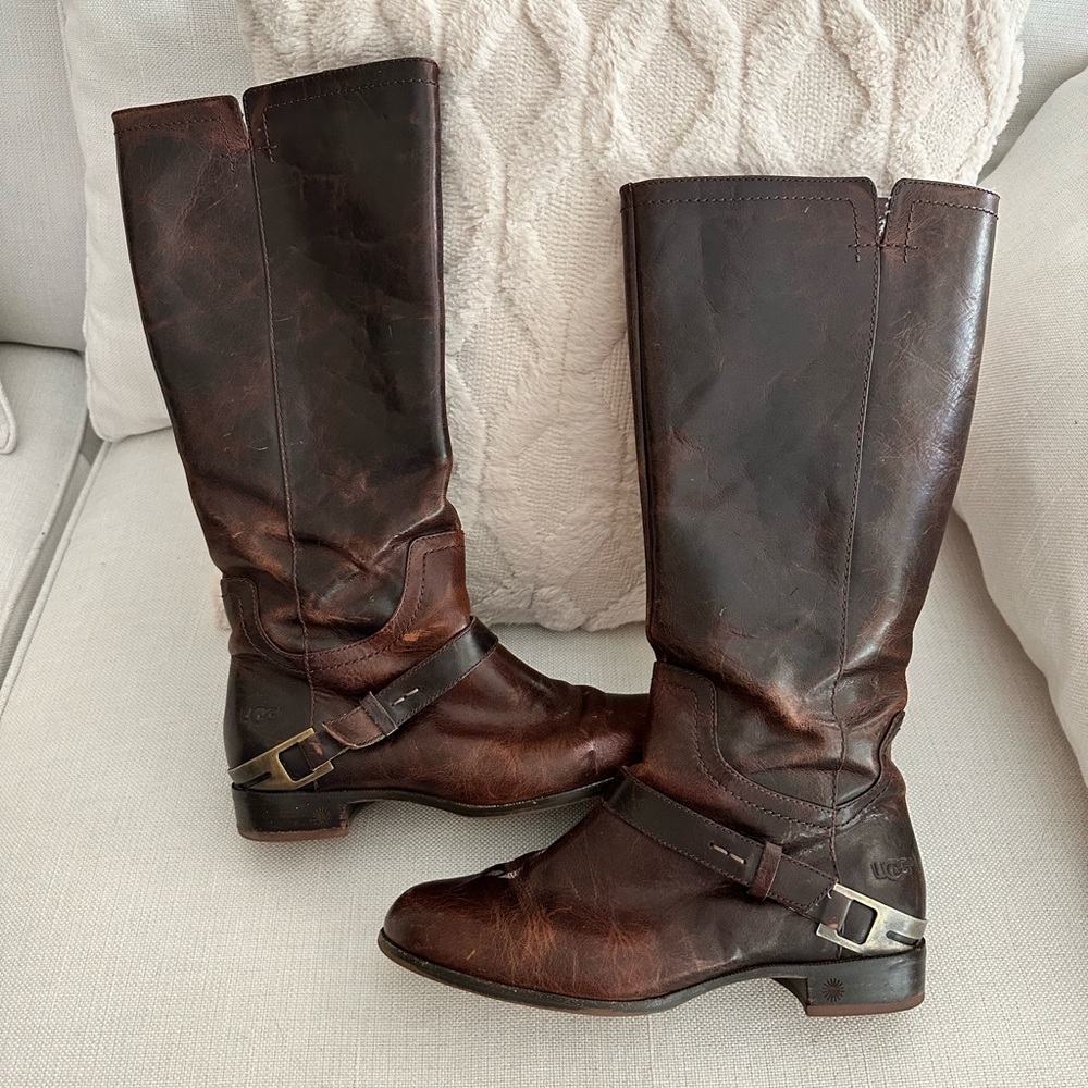 UGG Australia Women’s Channing Brown Tall Leather Riding Boot